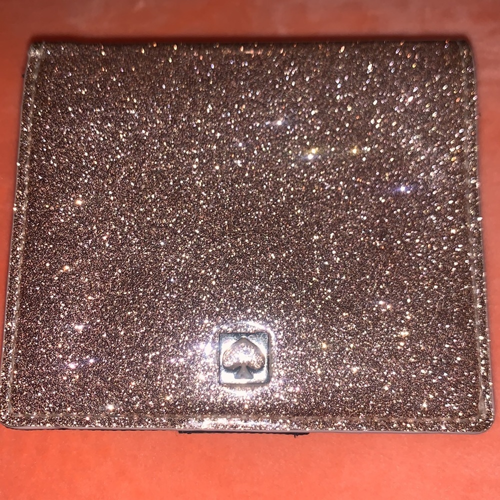 Kate Spade glitter bug Mavis Wallet rose gold.